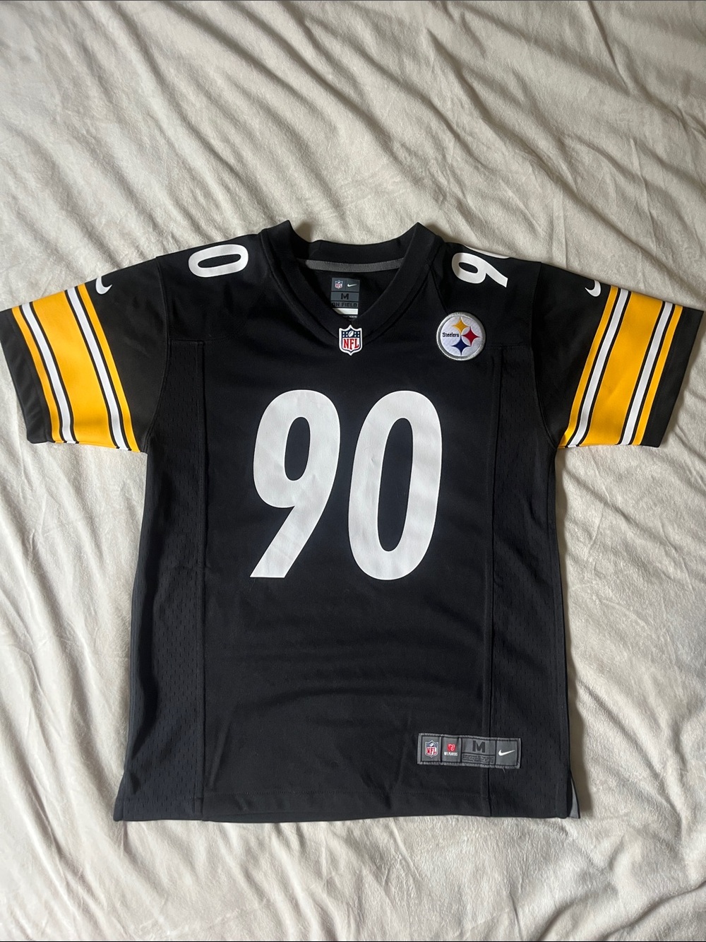 Nike Boys' Pittsburgh Steelers Black and Yellow #90 Jersey TJ Watt